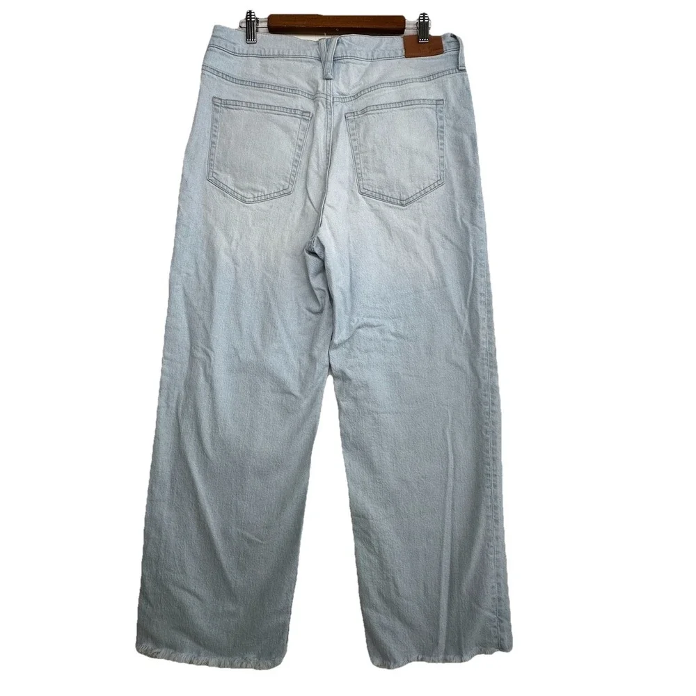J. Crew Light Wash Slim Wide Leg High Waisted Ankle Jeans‎ Raw Hem Size 31 Tall